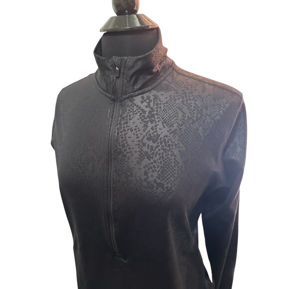 Nike Pro Womens Pull Over Embossed Heights size XL Womens Black 1/2 Zip - Picture 2 of 8